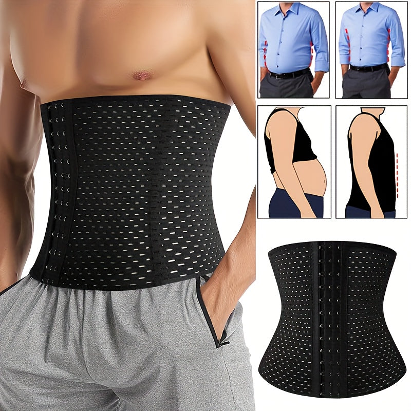 2pcs Men's Fitness Set - Slimming Vest & Tummy Strap, High Elasticity Nylon & Spandex Blend, Breathable & Protective Sports Gear, Hand Wash Only - Ideal for Running & Exercise