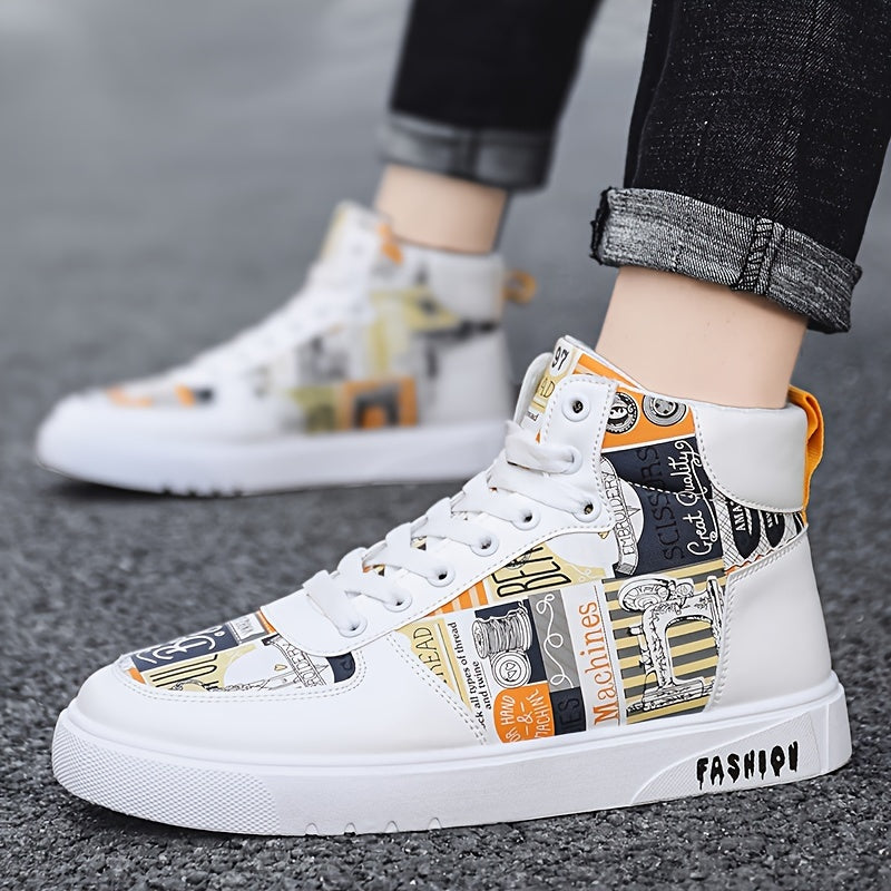 Men's high graffiti light fashion casual Joker men's shoes