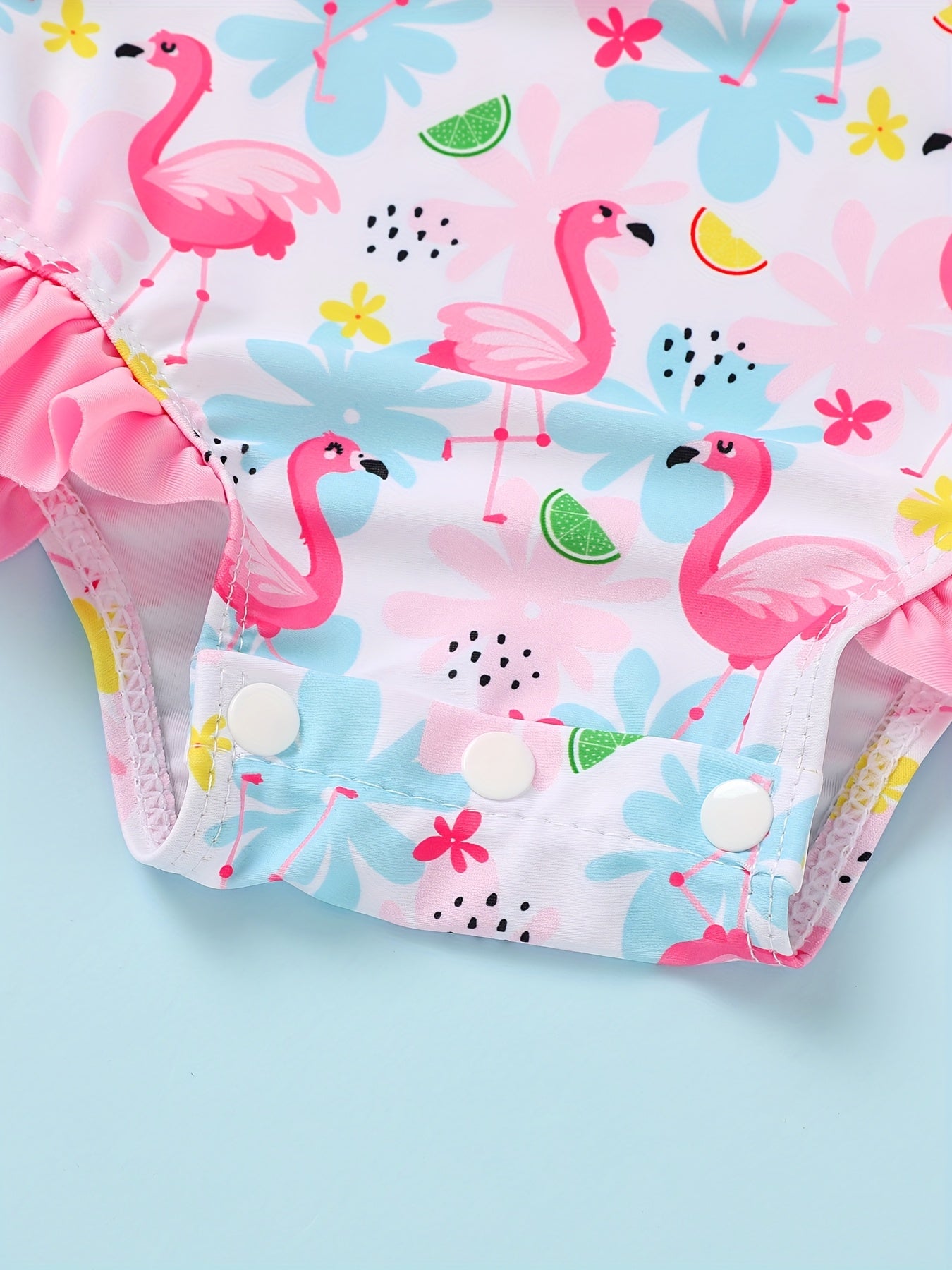 Baby Girl Swimsuit One-Piece Long Sleeved Sunscreen Suit with Hat Set Zipper Swimsuit Cute Strawberry Flower Mermaid Flamingo Beach Outfit
