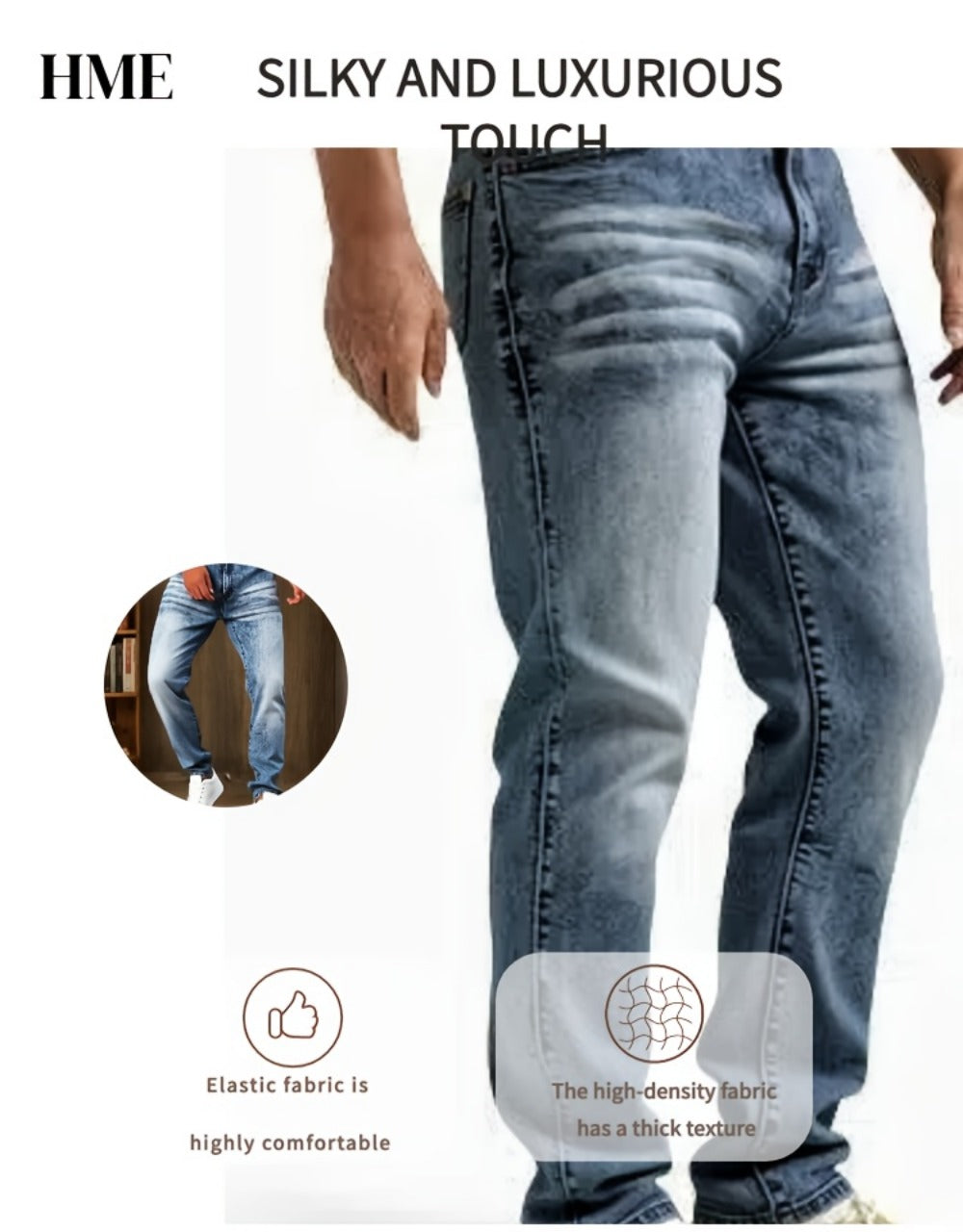 Men's Slim Fit Jeans - Classic Wash Clean Finish Travel 625125