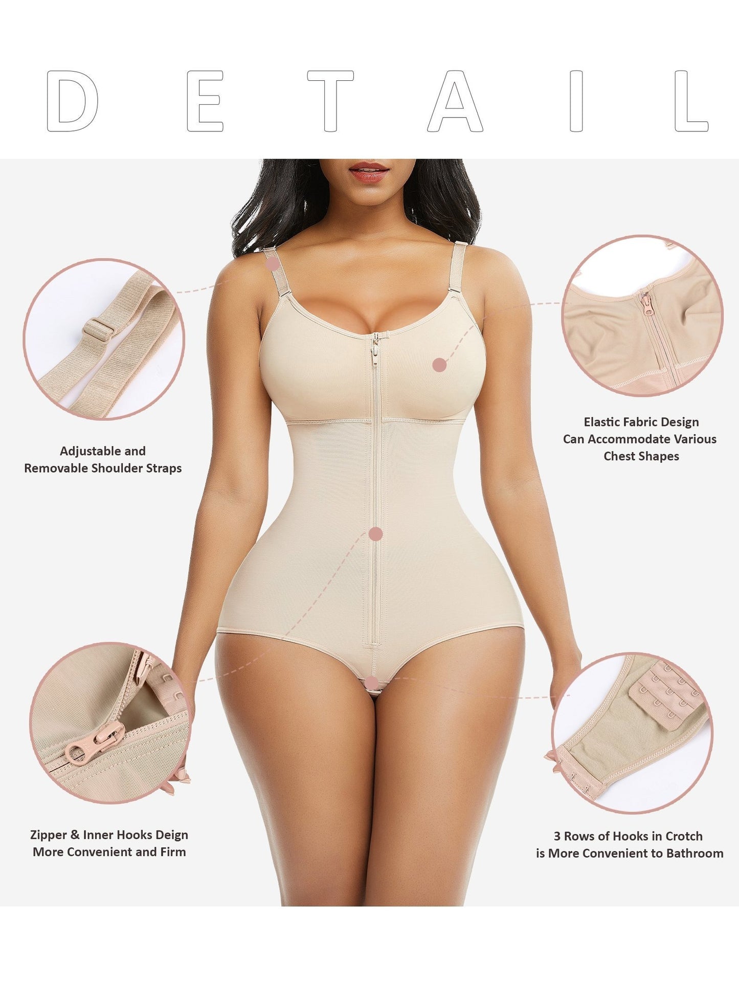Colombianas Body Shaper Tummy Control Shapewear Zipper Full Bust Corset Bodysuits