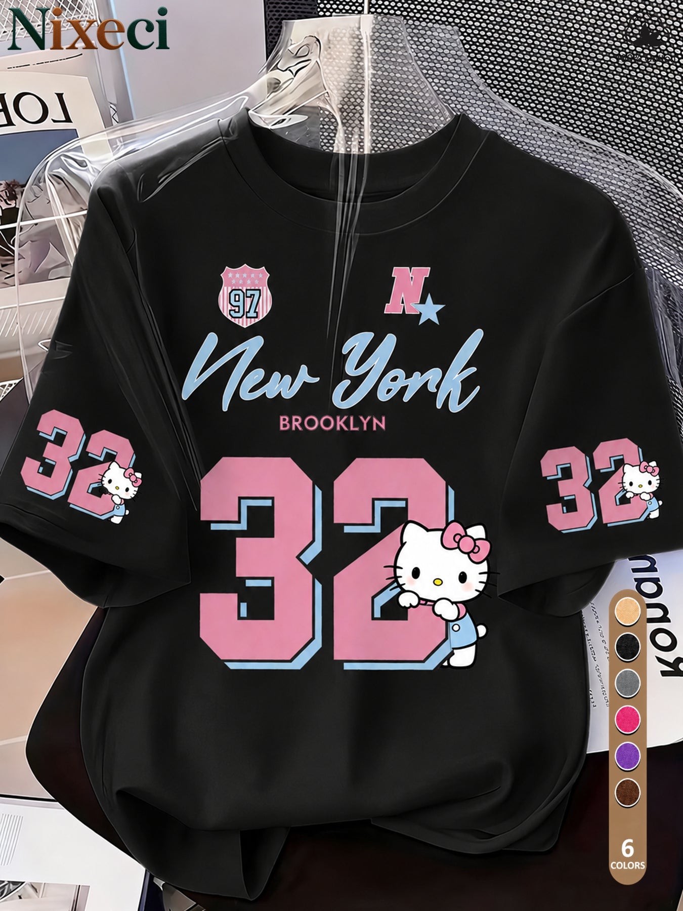 Nixeci Women'S T-Shirt Sanrio T-Shirt Independence Day American Patriotic Style Women'S T-Shirt Women'S T-Shirt Printed Round Neck T-Shirt, Summer Casual Vacation Women'S Short Sleeve Tops, Women'S Retro Shirts, Multi-C