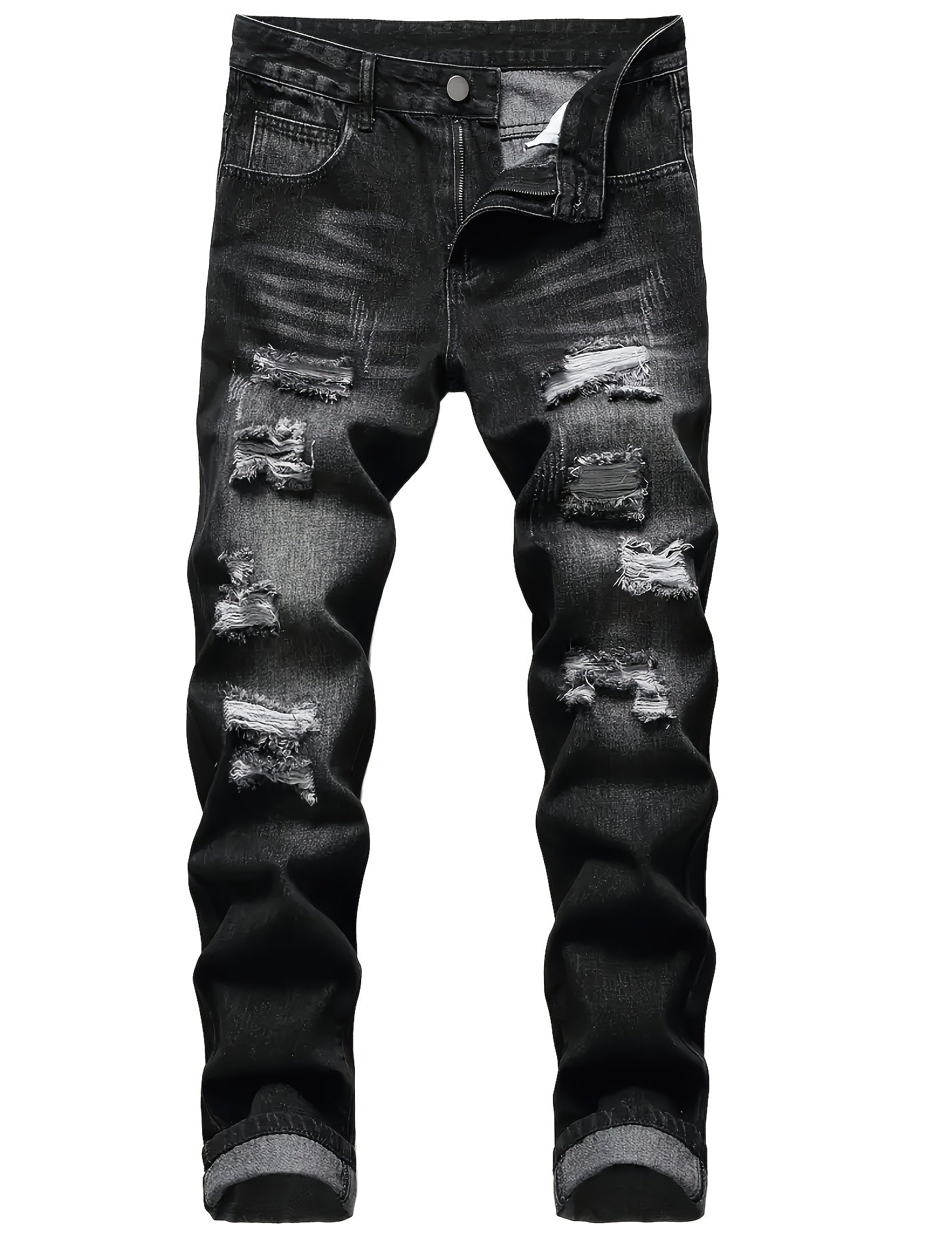 A Trendy Men's -style Distressed Skinny Jeans with Stretch