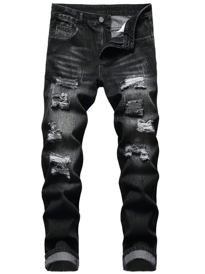A Trendy Men's -style Distressed Skinny Jeans with Stretch