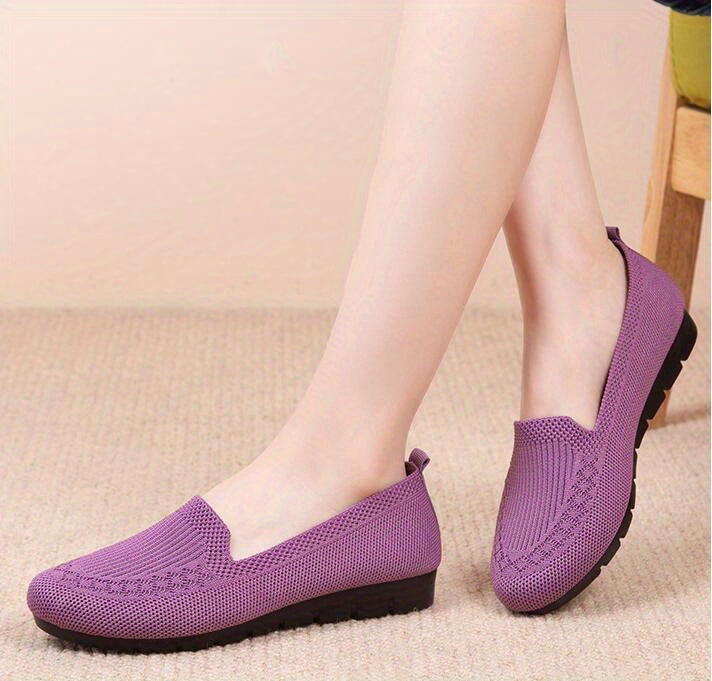 [Sneakers] Women'S Lightweight Breathable Slip-On Loafers- Summer Casual Shoes with Elastic Sides, Arch Support& Cushioned Insole, Purple Fabric Upper& Durable Rubber Sole for All-Season Comfort, Comfy Shoes