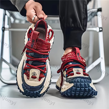 [Height Increase Sneakers] Men's Height Increase Platform Shoes Autumn Spring Fashion Cross Tied Non Slip Casual Shoes Comfortable Outdoor Causal Sneakers