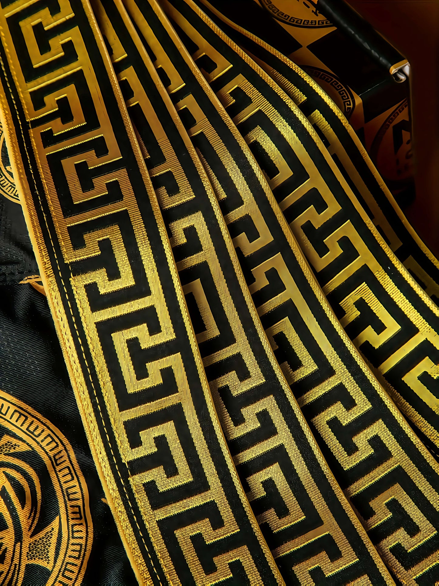 Men's Luxury Flat Corner Underwear - 5pcs Random Set, Elastic, Daily Casual, Black Golden Printed, A Great Gift for Him