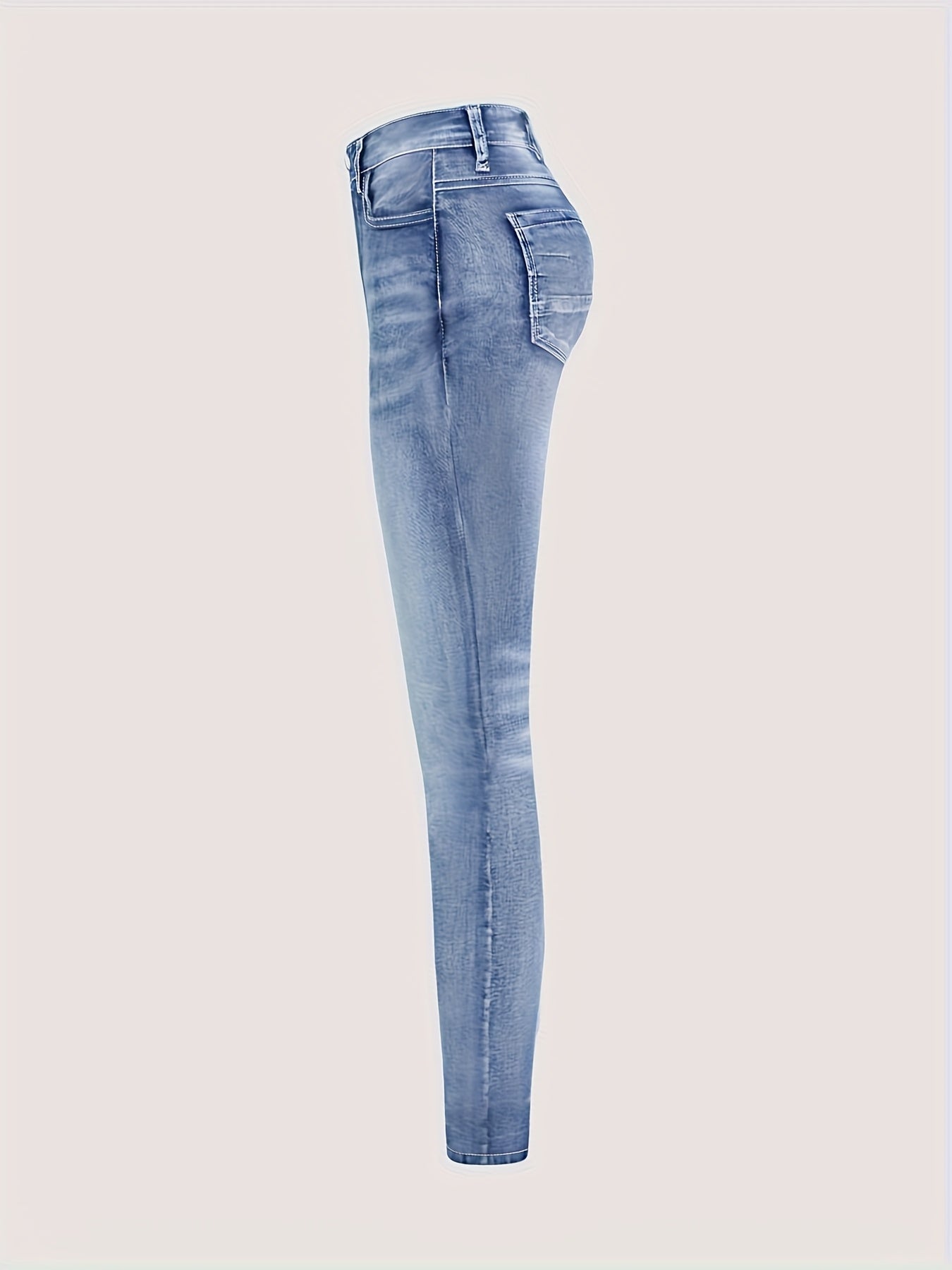 Women's Bright Steel Blue Denim High-Waist Slim-Fit Jeans - product view 10