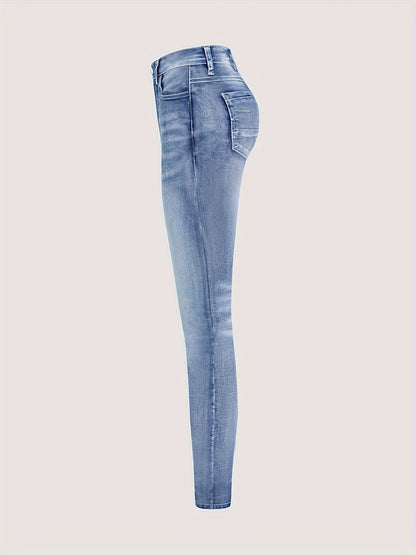 Women's Bright Steel Blue Denim High-Waist Slim-Fit Jeans - product view 10