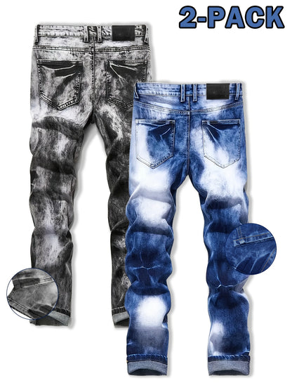2-Pair Men's Slim Jeans, Stretch Comfort Fit, Vintage And Washed Denim Styles, Must-Have