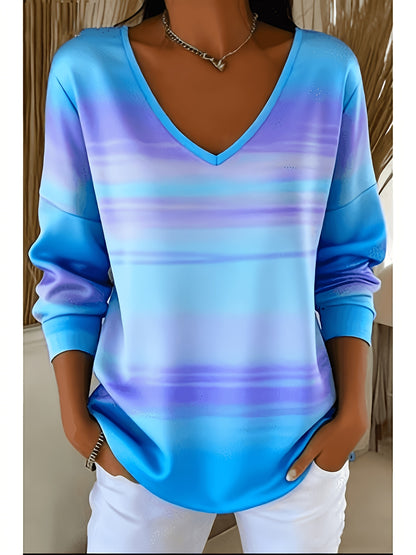 (Mother'S Day) Women'S Gradient Print Long Sleeve Casual Top