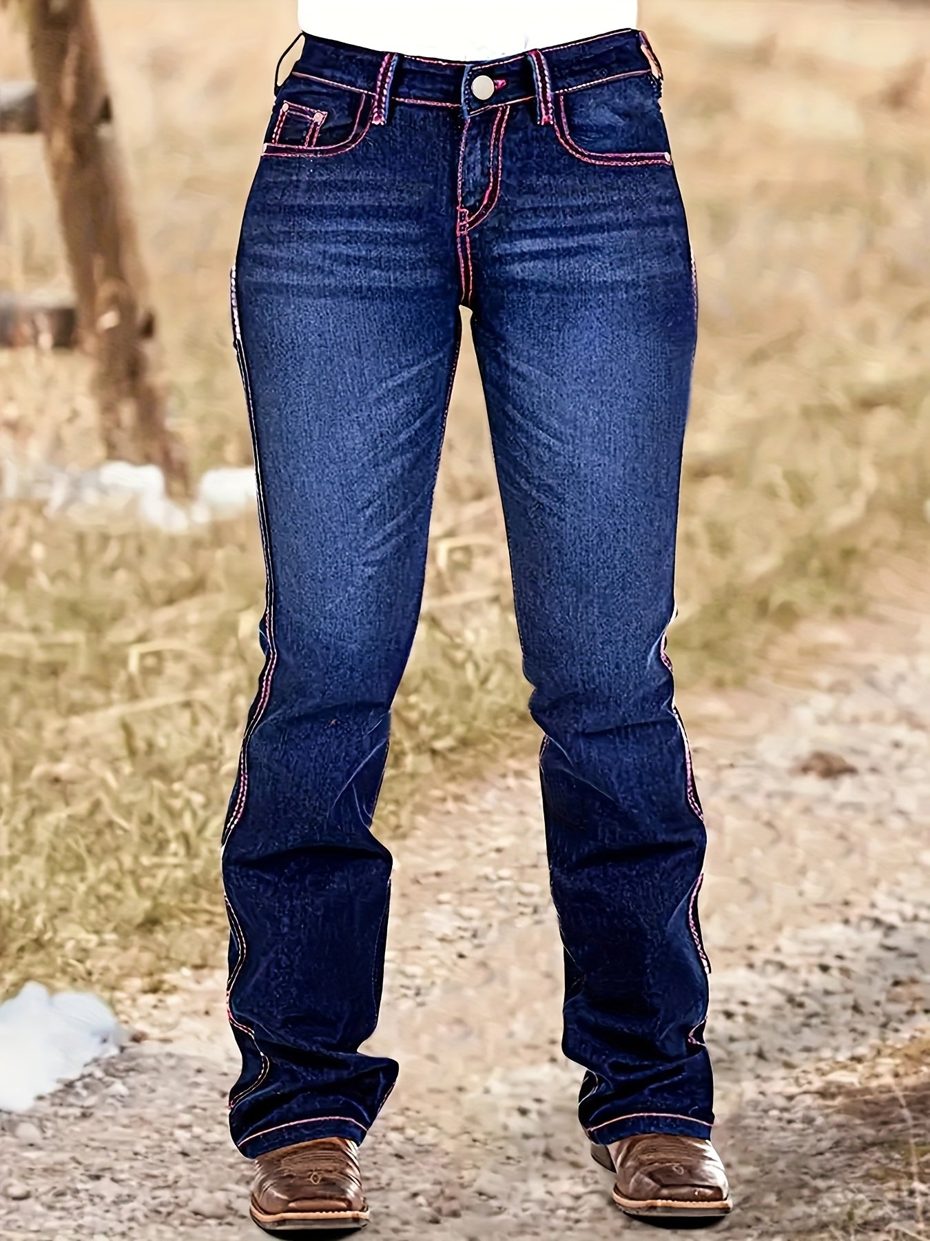 Women's Dark Blue Denim Jeans - product view 4