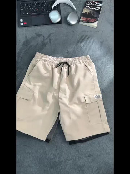 2pcs Men's Cargo Shorts, Multi-Pocket Loose Fit Utility Shorts, Durable Outdoor Hiking Tactical Shorts, Summer Casual Relaxed Fit Work Shorts with Flap Pockets
