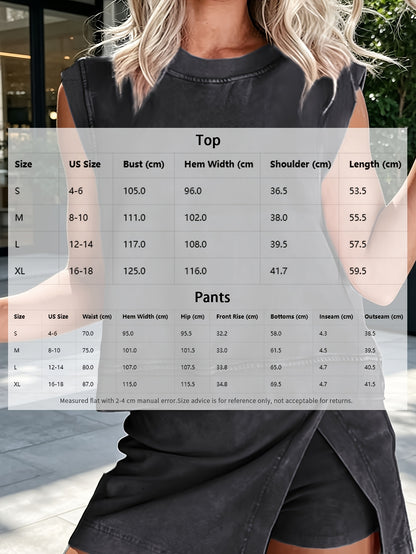 2pcs Women's New Solid Color Fashionable Casual Pure Short Sleeved T-shirt Three Piece Pants Two-piece Set