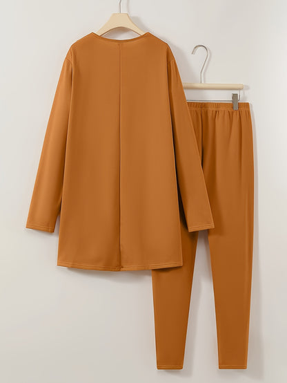 Plus Size - Plus Size - Plus Size Women'S Suit Jacket, Long Pants Two-Piece Set, Fashionable Casual Suit Set