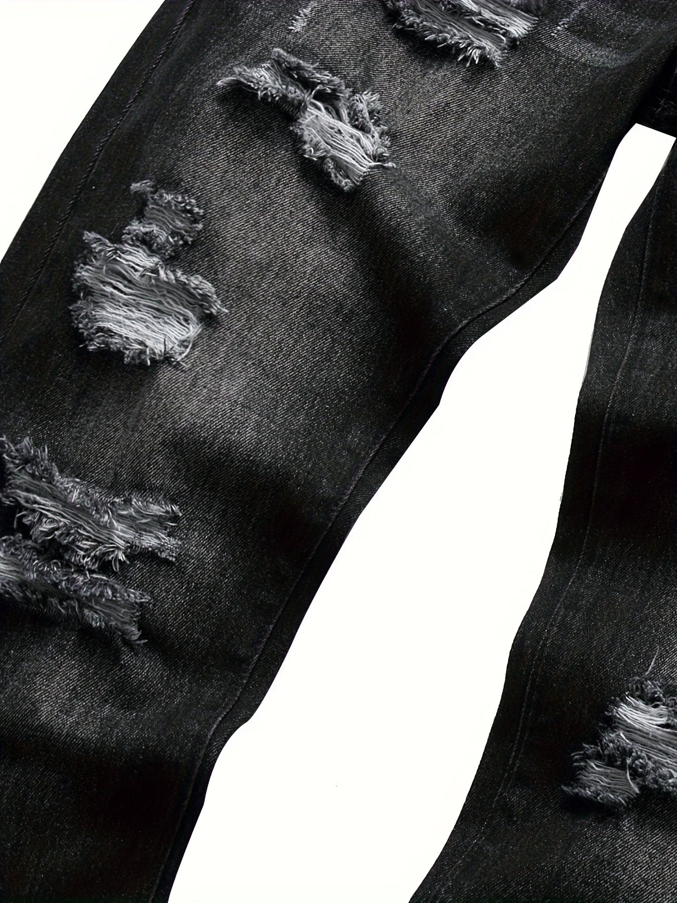 Men'S Black Distressed Denim Pants