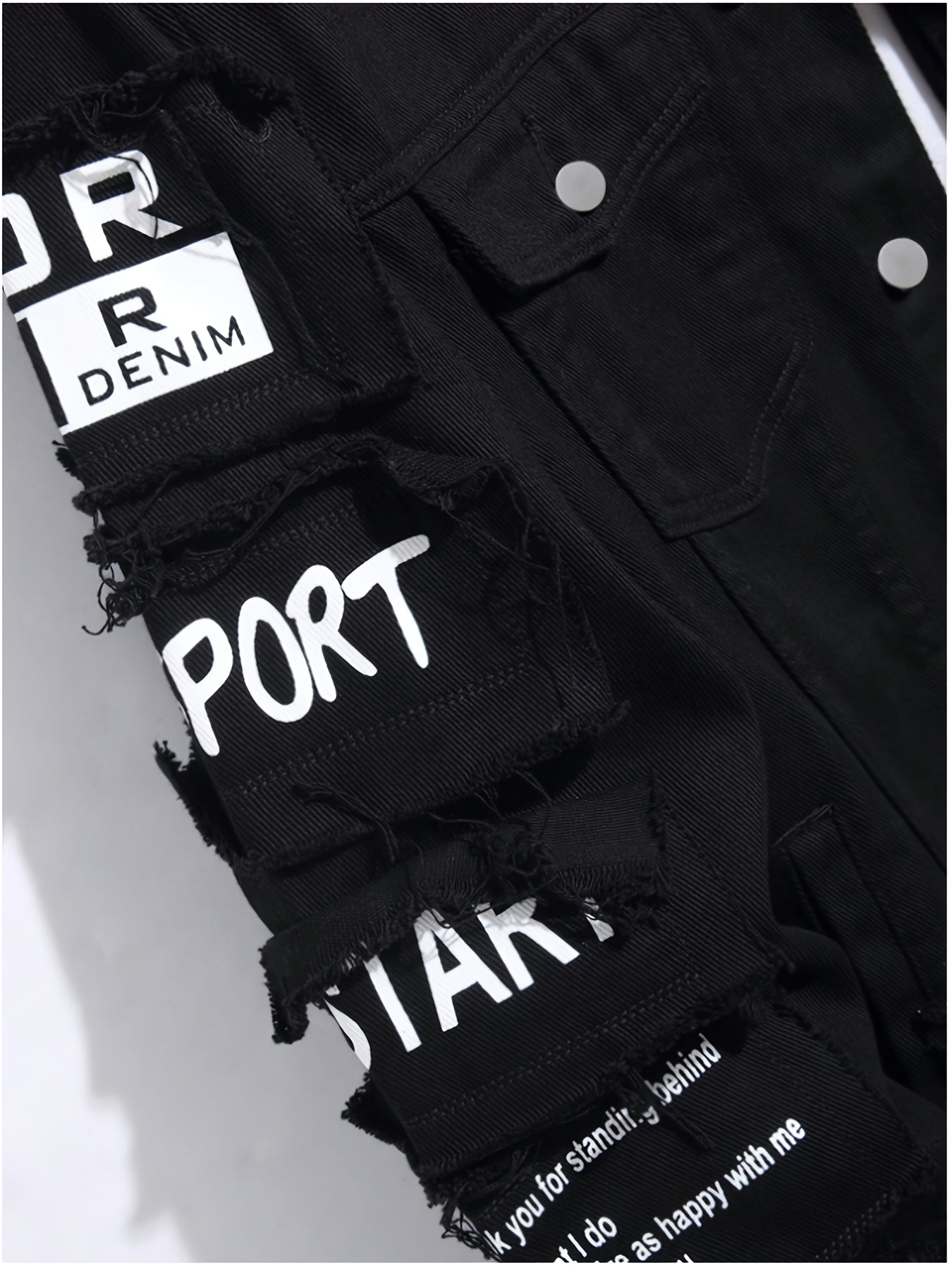 [HME] American High Street Men's Denim Jacket, Three-dimensional Cut And Loose Fit, Fashionable Patchwork And Patchwork Design, Full Of Retro Street Style, Open Front, Single-row Button Closure, Fashionable And Trendy Men's Denim Jacket