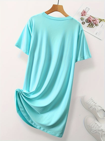 [Cozy Cat Sleepwear] Cozy Cat Women's Plus Size Sleepwear Nightgown | Short Sleeves, Light Blue Color, Whimsical Cat Design, Ensures Pleasant Slumber