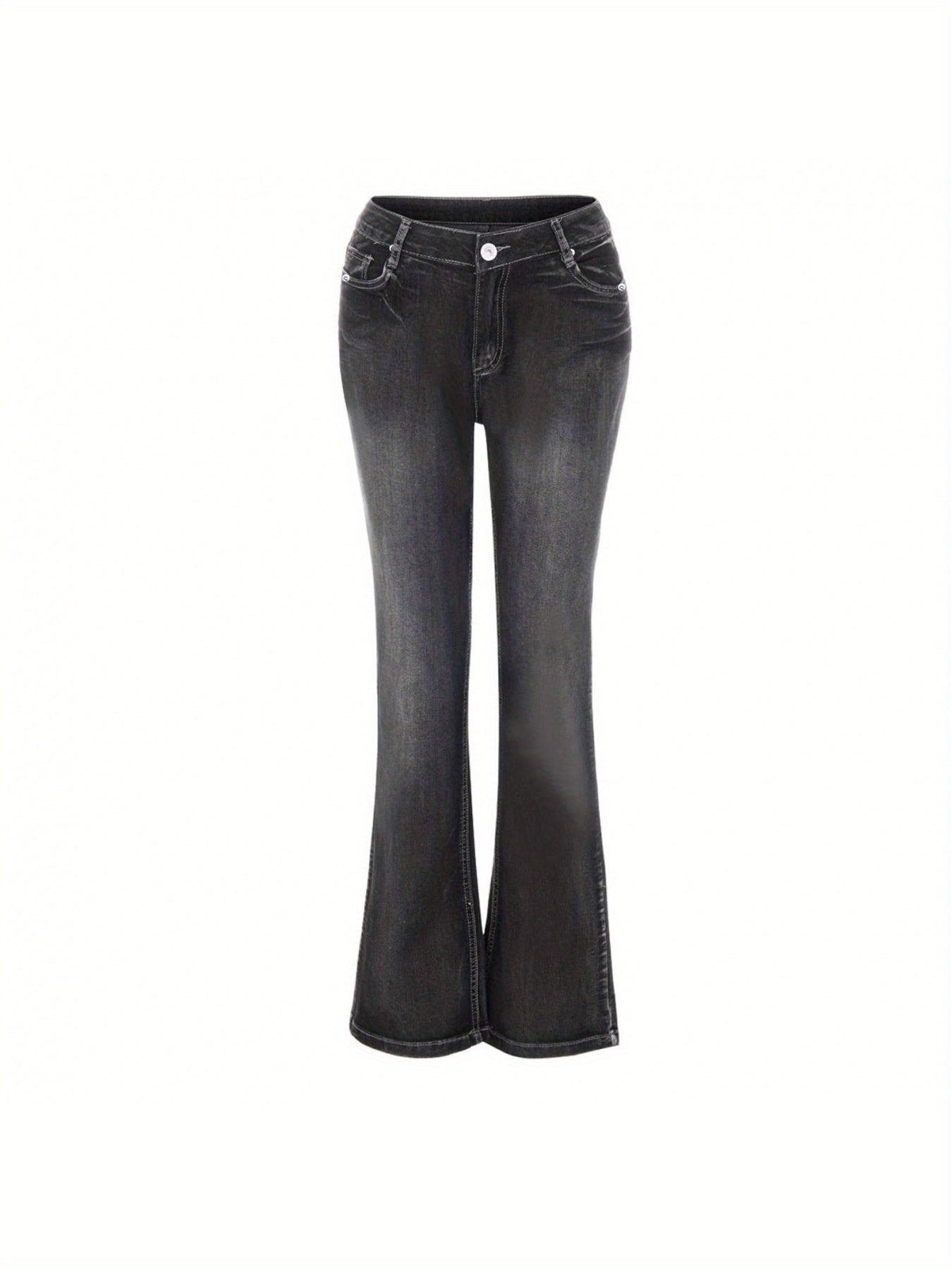 American Retro Jeans, New Mid-Waist Flared Pants for Women, Elastic, Tall And Powerful Pants