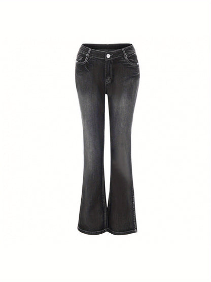 American Retro Jeans, New Mid-Waist Flared Pants for Women, Elastic, Tall And Powerful Pants