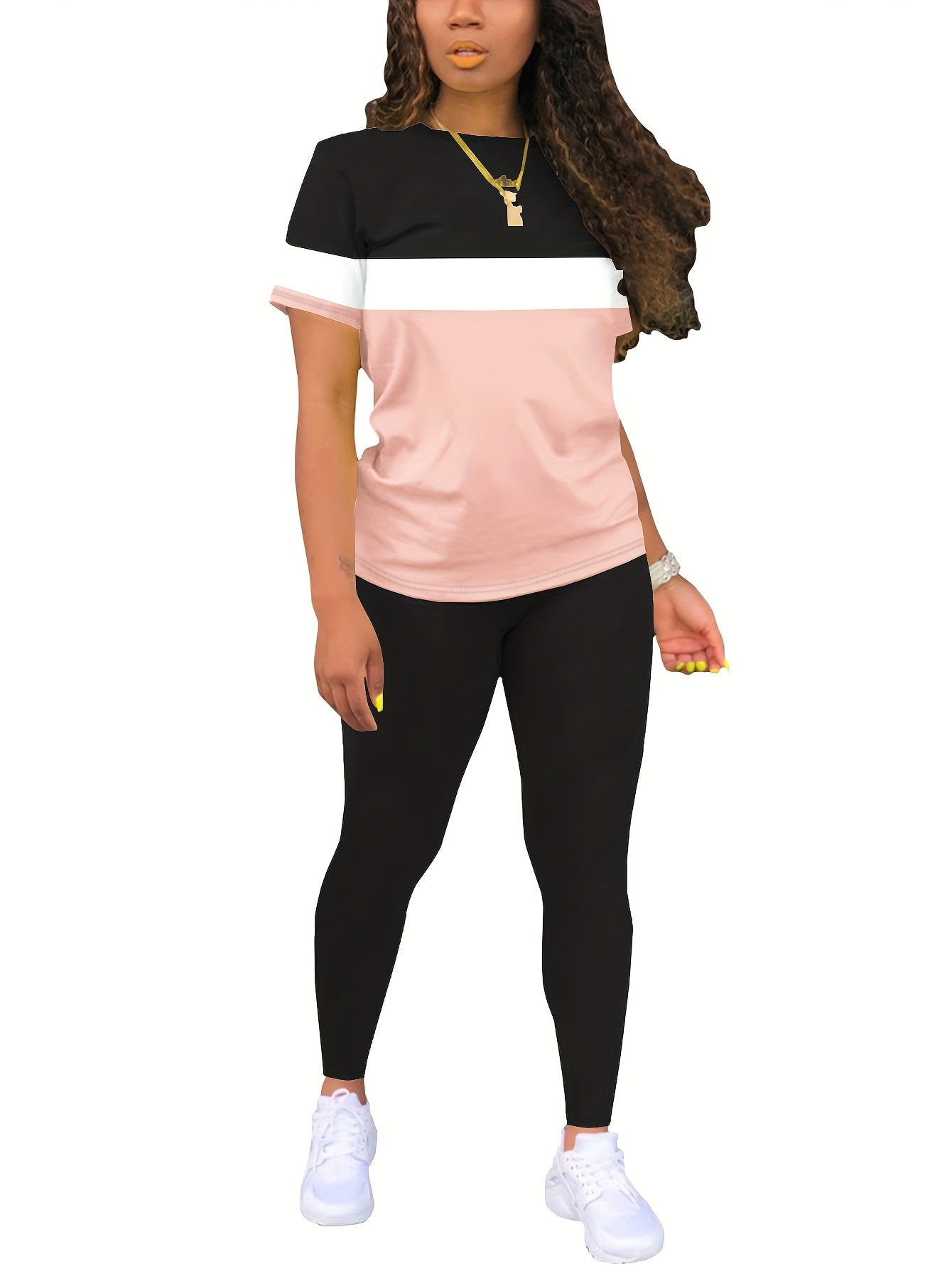 Ladies' Casual Long Pants Short Sleeved Set