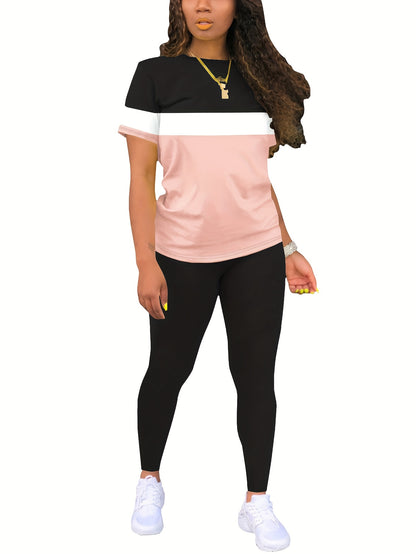 Ladies' Casual Long Pants Short Sleeved Set