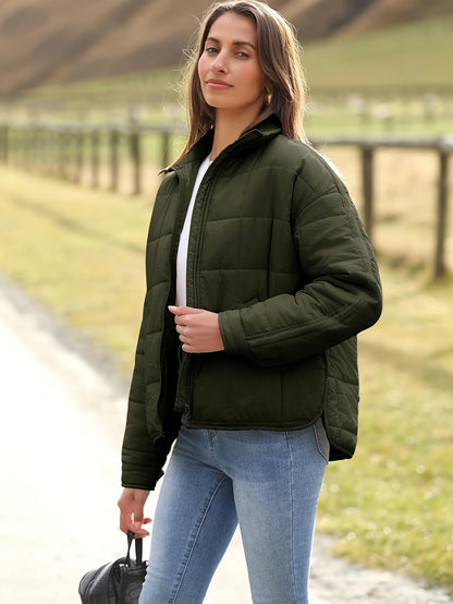 Buoniyk Women's Oversized Splice Quilted Lightweight Puffer Jacket Casual Padded Coat