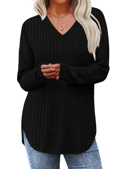 Women'S Three-Piece Fashion Tops for The Fall And Winter Season: Basic Long-Sleeve Styles, Lightweight Sweaters, And Loose, Stylish V-Neck Pullovers