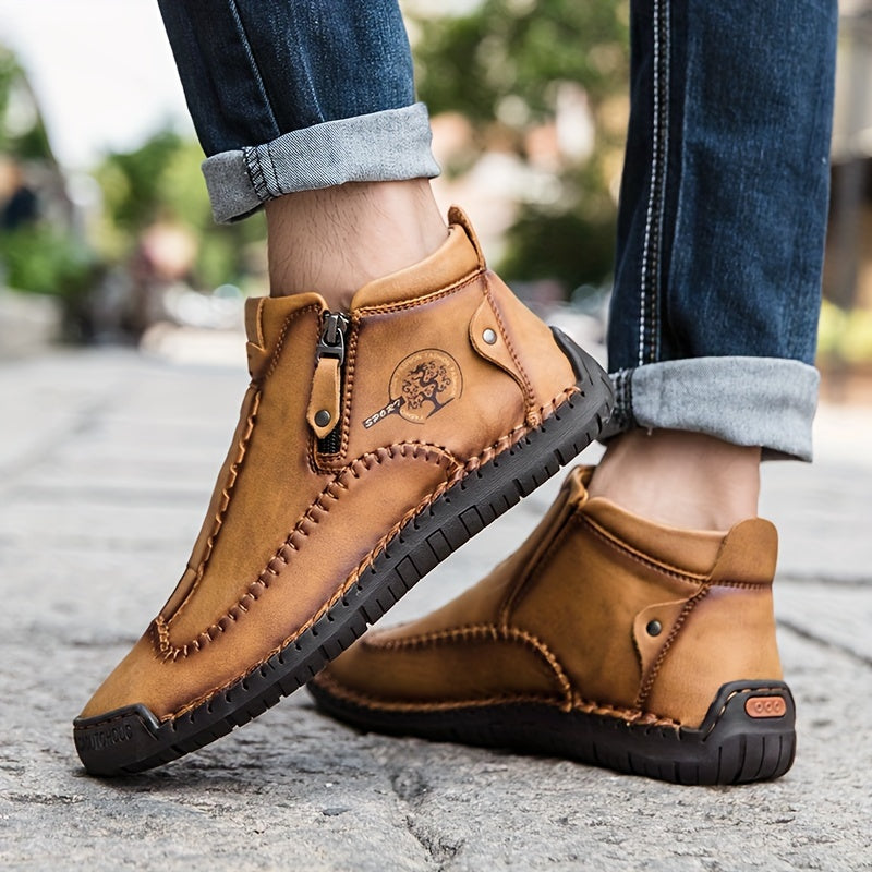 [Casual Classic Boots] Ladies Plus Size Fashion Short Boots Handmade Casual Shoes Classic Outdoor Shoes Women's Shoes With Side Zippers