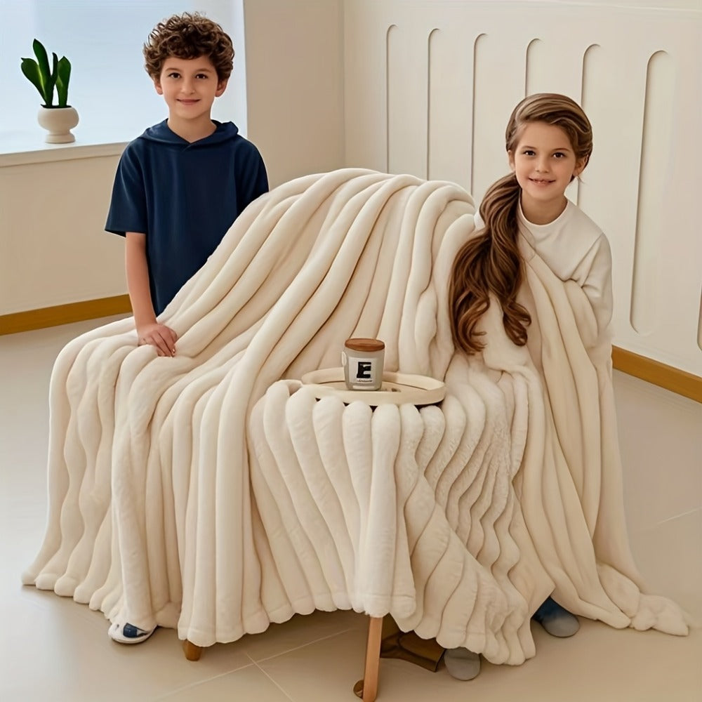 Faux Rabbit Fur Bed Blanket - Creamy Soft Oversized Style