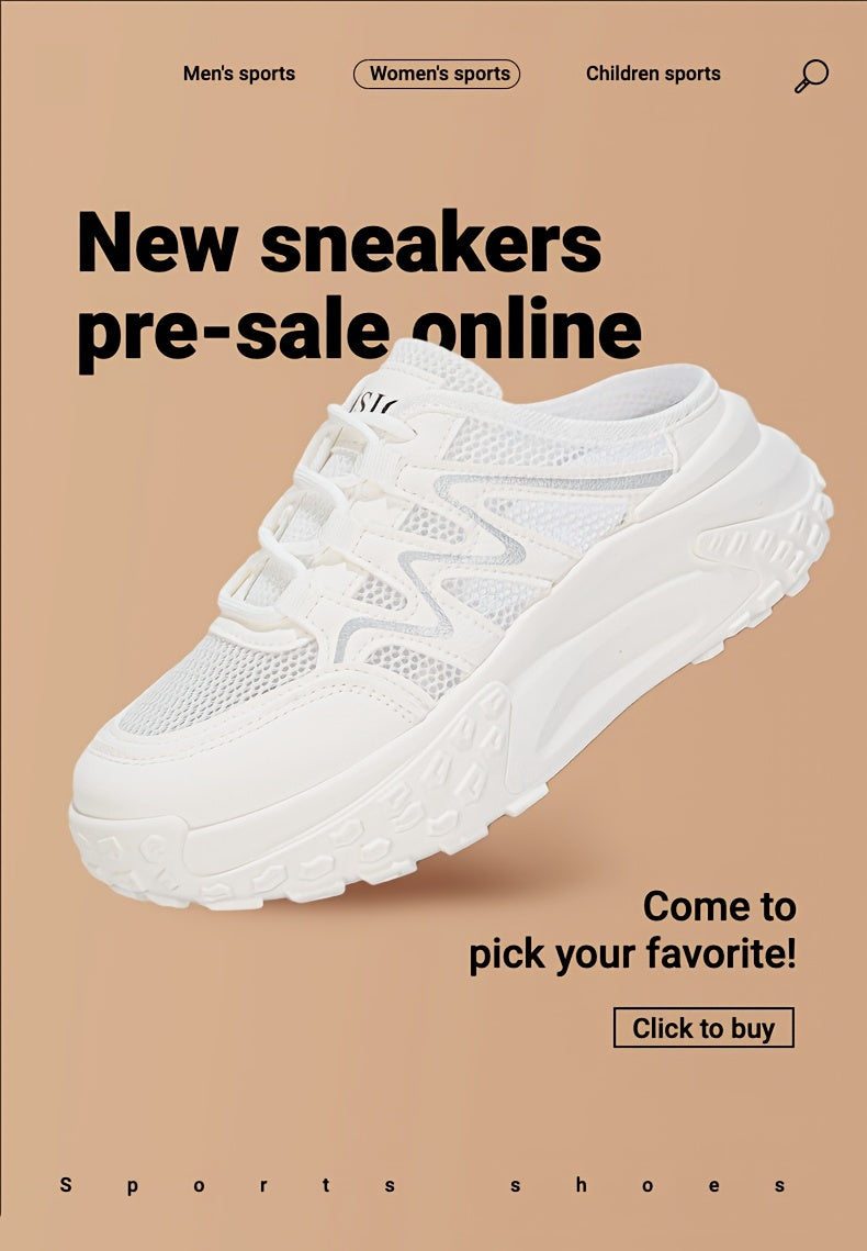 Women'S Casual Summer Shoes with Thick Soles And Versatile Slippers, Easy And Breathable Mesh Surface, White And Comfortable., Women Shoes