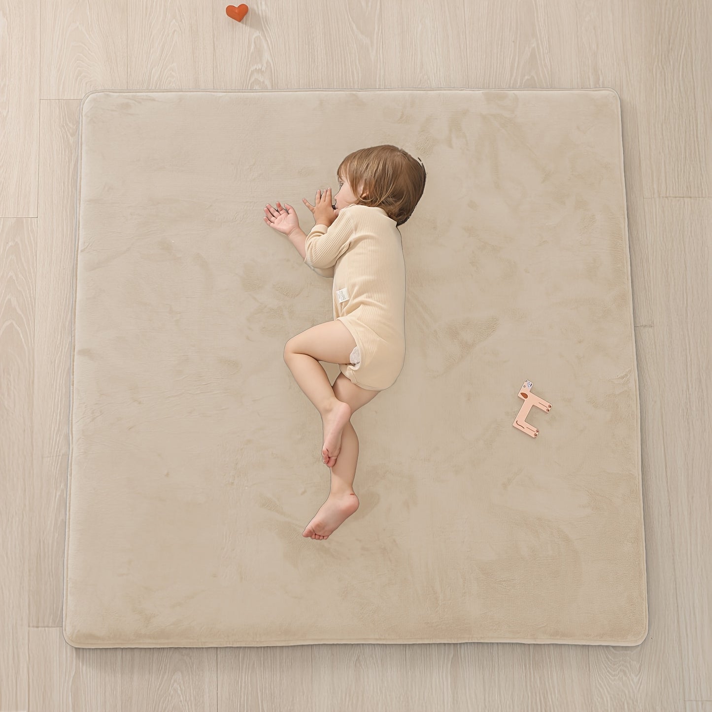 Thickened Japanese Tatami Mat, Comfortable Coral Velvet Baby Playmat for Floor, 1.2"(2.8Cm) Thick Foam Crawling Rug for Kids, Nursery, 50"X50" Playpen Mat, Yoga Mat for Living Room, Easy Care with Non-Slip Cushioned