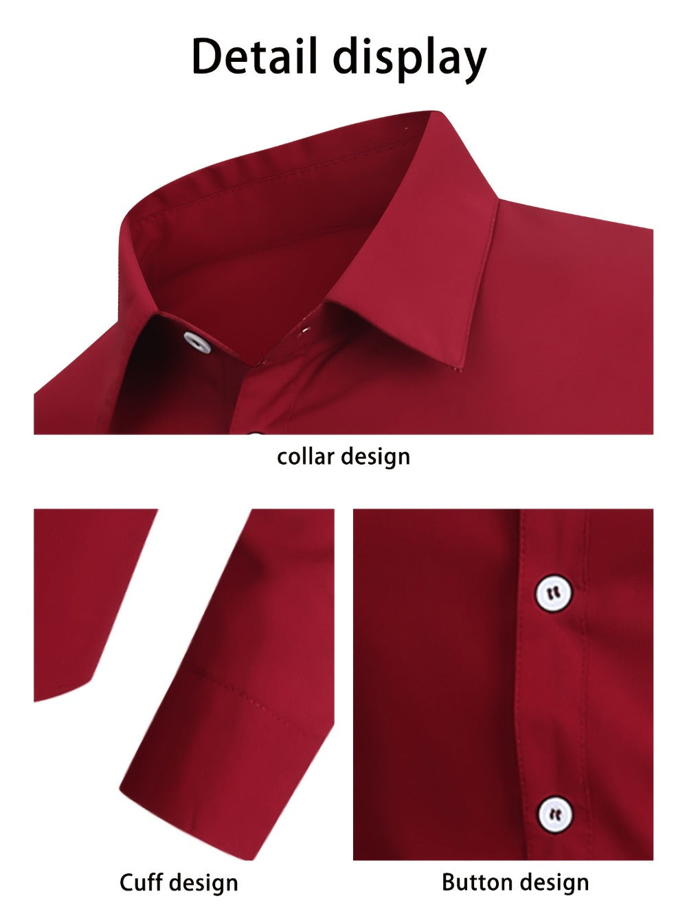 Men's Solid Color Dress Shirt - Collared Long Sleeve 146277