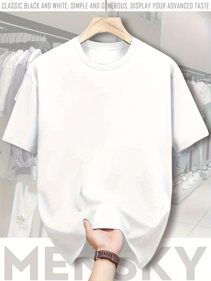 Men'S Casual T-Shirt | "Half Hat Half Day Prayer I Don't Play I Don't" Print Short Sleeve Round Neck Top, White with Bold Brown Letters, Four Seasons Comfortable, Machine Washable, Urban Style, Durable Material, Youth Style