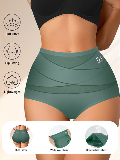 4pcs of high-waist Women's panties designed for postpartum tummy tuck, hip lifting, and shaping. Featuring cross belt splicing, they offer comfort and breathability, making them suitable for home, work, and adjustable high-waisted comfort.