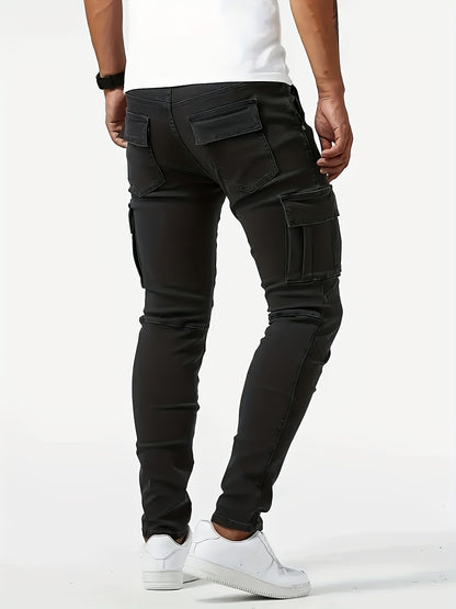 Slim-Fit Black Stretch Jeans for Men, Suitable for Work