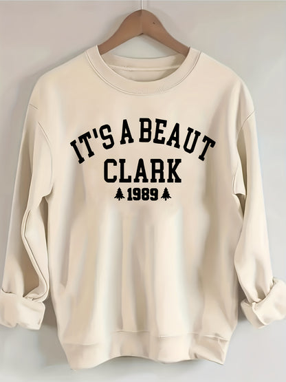 Letter Print Pullover Sweatshirt, Casual Long Sleeve Crew Neck Sweatshirt For Women'S Clothing