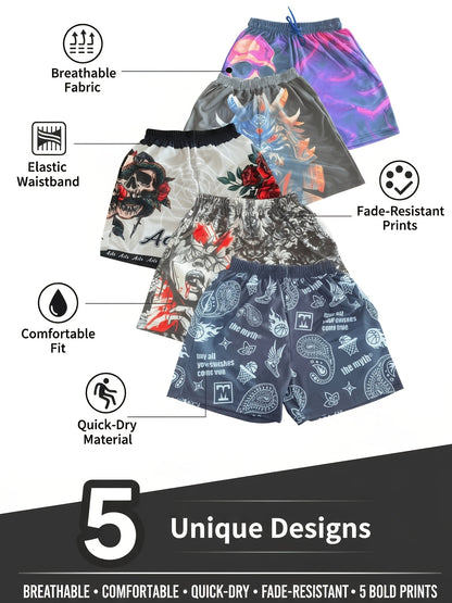 5-Pack Printed Shorts Polyester Shorts - product view 21