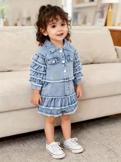 Baby Girls' Ruffle Denim Jacket & Skort Set - 2-Piece
