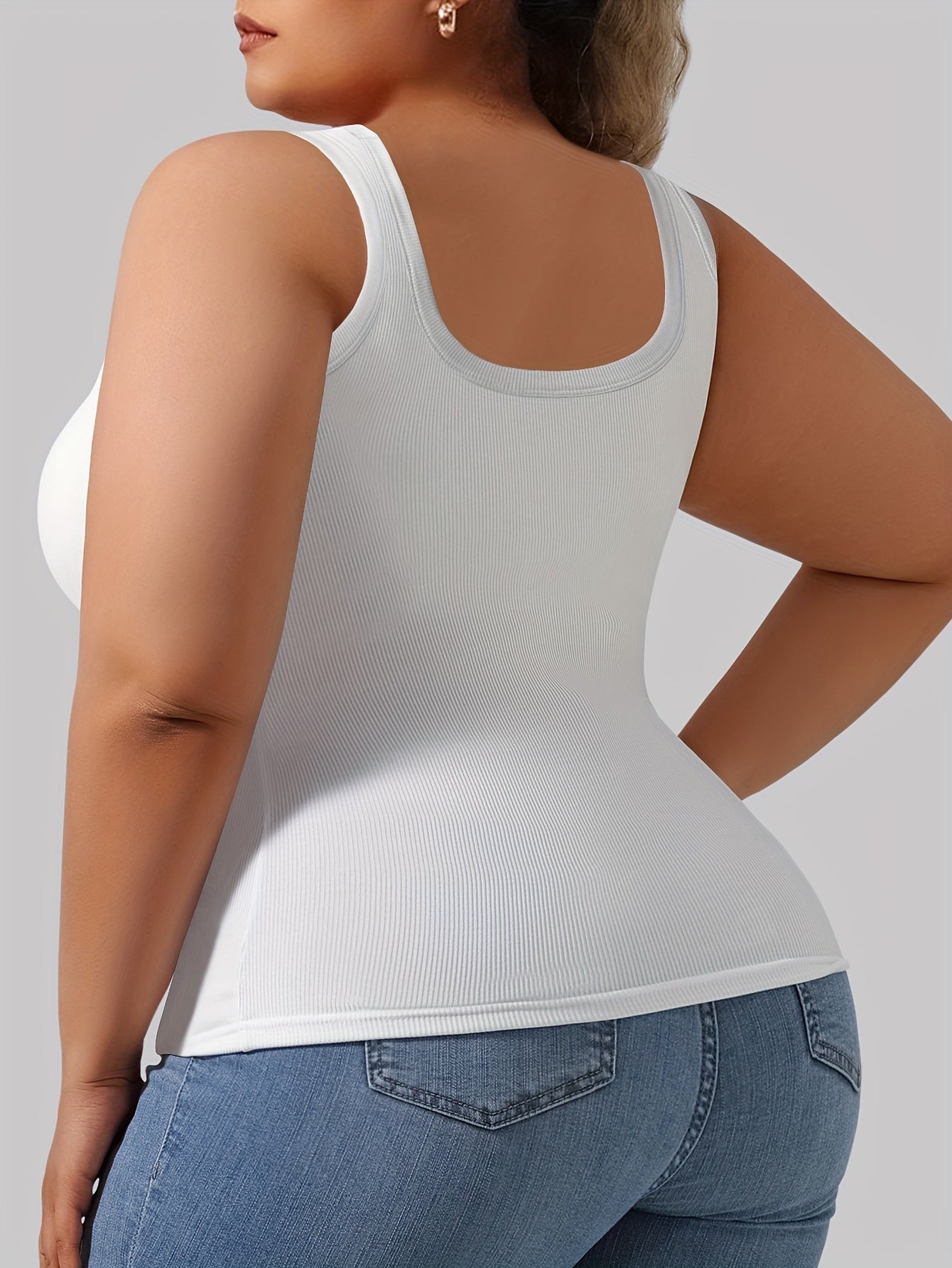 Plus Size - Directional Development Vest Big U Beauty Back 2-In-1 Comes with Coasters Pit Ribbed Base Vest to Wear Outside