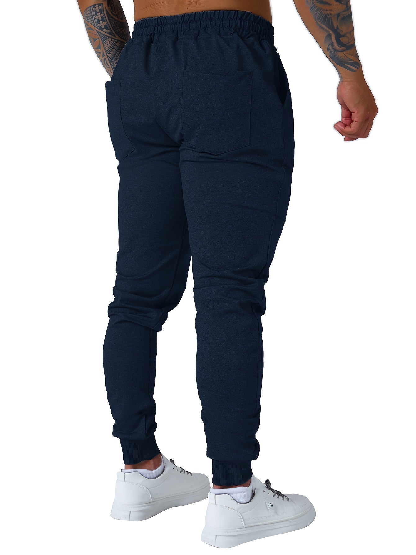 3pcs Men's Jogger Sweatpants - Ultra-Elastic Gym Pants with Deep Side Pockets, Mid-Rise Athletic Workout Bottoms, Solid Color Casual & Training Wear, Machine Washable (Regular Fit) - Bulk Pack for Running, Gym, Everyday Use - Easy Care &