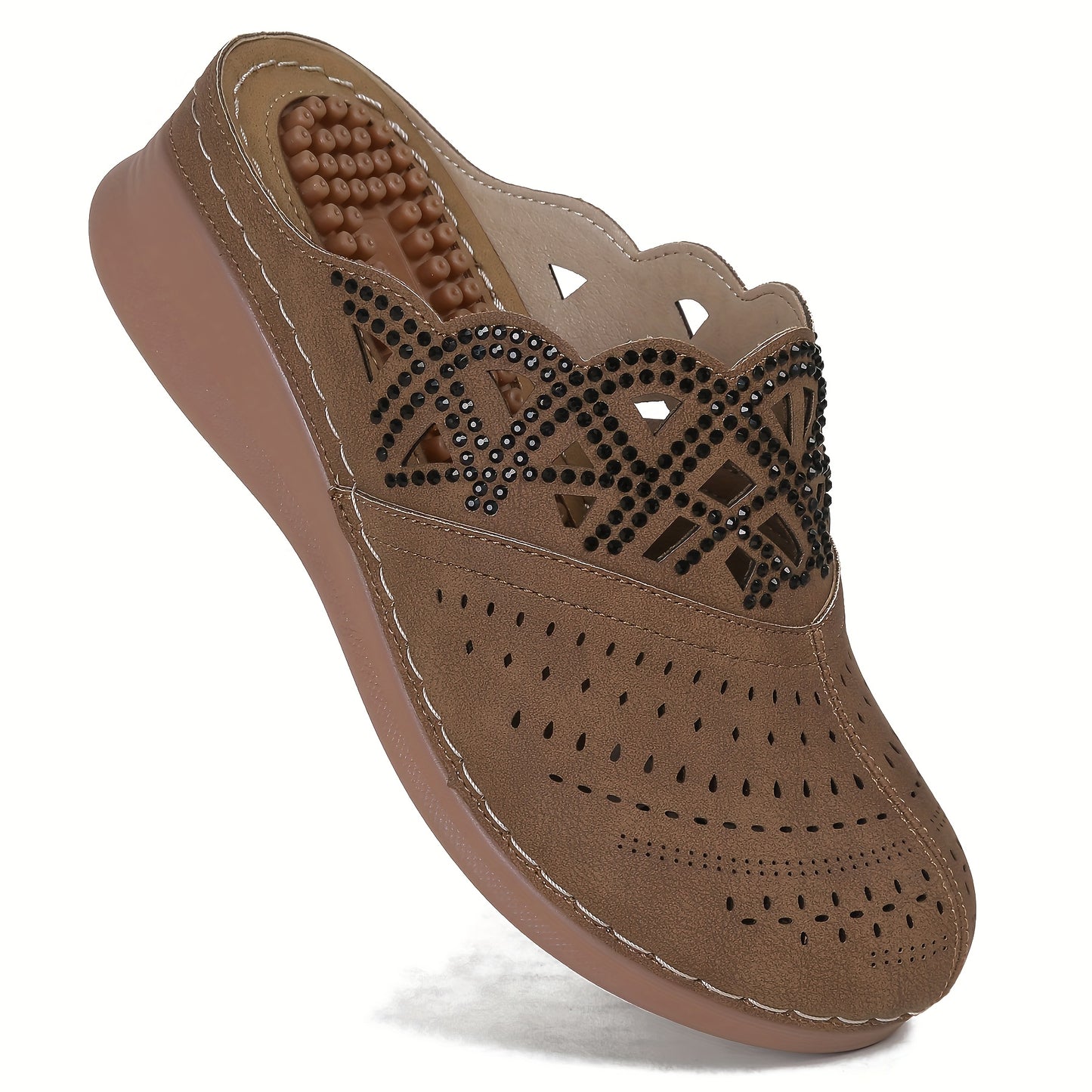 Women's Comfortable Wedge Sandals - Arch Support, Platform, Hollow Out Design, Perforated Toe, Heel Cushion, Perfect for Casual Outdoor Summer