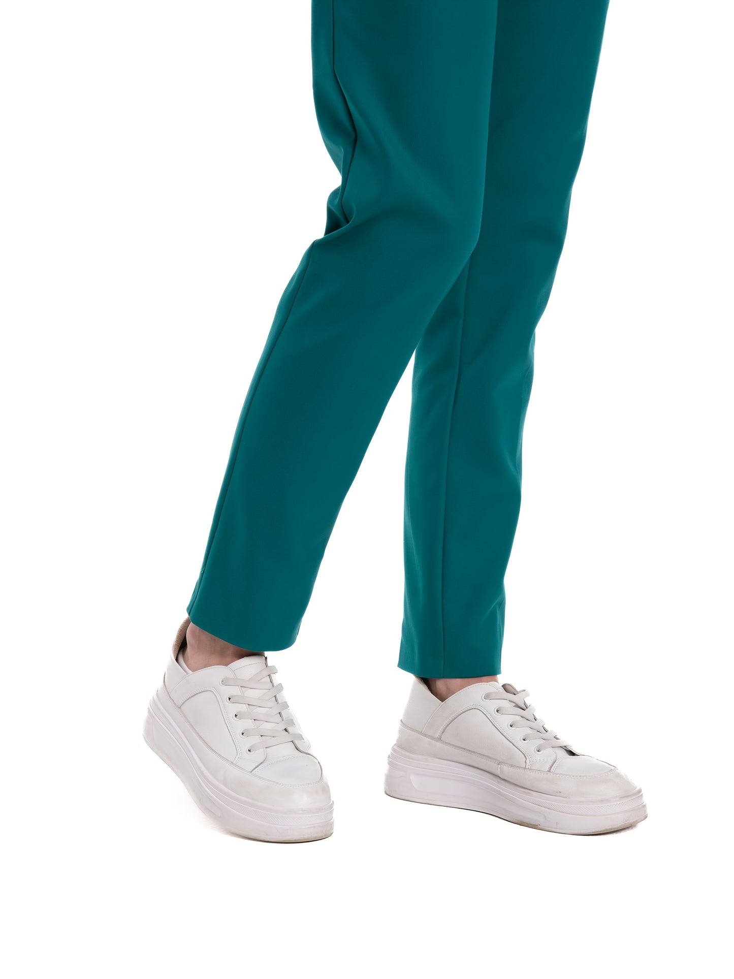 Women Slim Ankle Trousers High Waist Elastic Waistband Office to Casual