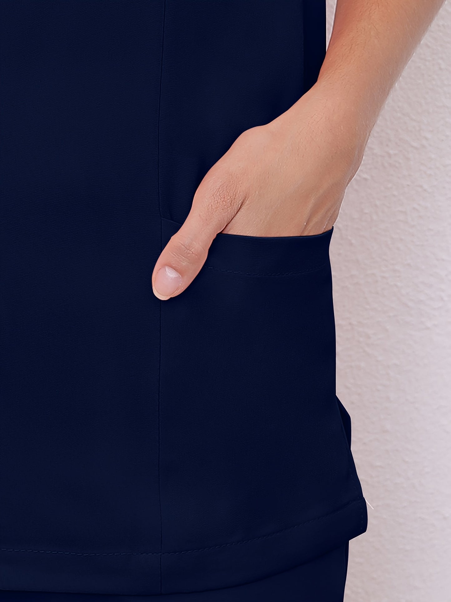 Women'S V-Neck Frosted Breathable Uniform Pocket Handwash Workwear Brush Handwear Top
