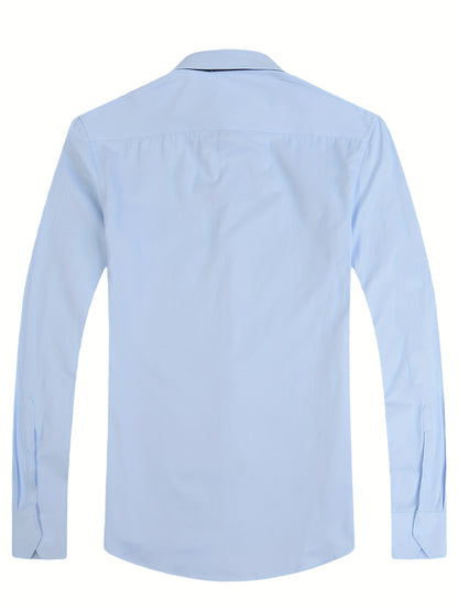 Men'S Long-Sleeve Shirt Made Of, Stretchy And Suitable for Business Attire, Wrinkle-Free Suit Shirt, Casual Short-Sleeve White Work Uniform