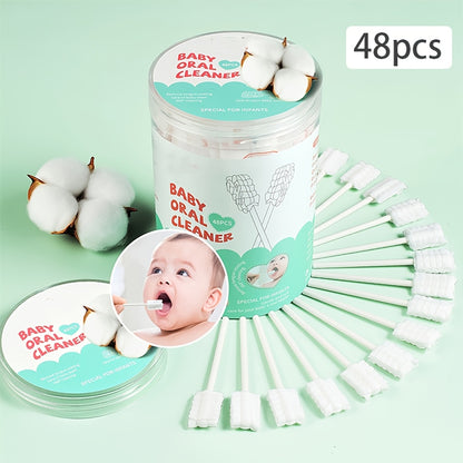 Baby Tongue Cleaner, Newborn Baby Toothbrush, 48pcs/96pcs Disposable Infant Toothbrush Clean Baby Mouth, Halloween Christmas Gifts Gauze Gum Cleaner Toothbrush Baby Oral Cleaning Stick Dental Care for 0-36 Month Baby 48pcs/96pcs/240pcs