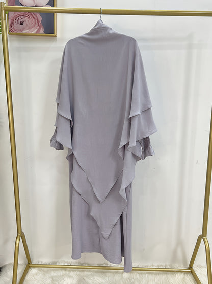 Khimar+abaya 2pcs Set Umrah Rida Set Player Abaya Set with Pockets