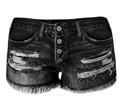 Women's Blue Denim High-Waist Denim Shorts - product view 5