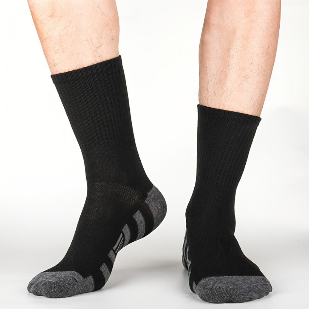 Men's Cotton Crew Socks 10-Pair Pack - Breathable Black Everyday Style