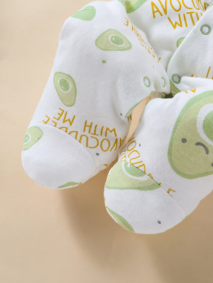 8pcs & Unisex Outfit Suit - Soft Avocado Print Romper, Matching Hat, Bib, Pants, Coat & More | - Clothing (Machine Washable) | 8pcs for 8pcs Set, Perfect for Outdoor